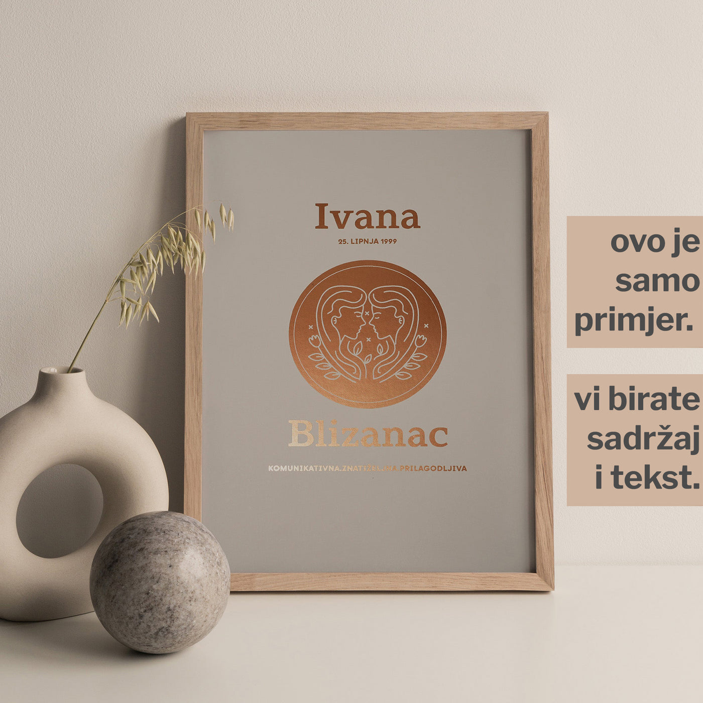 blizanac personalizirani znak s metalnom folijom