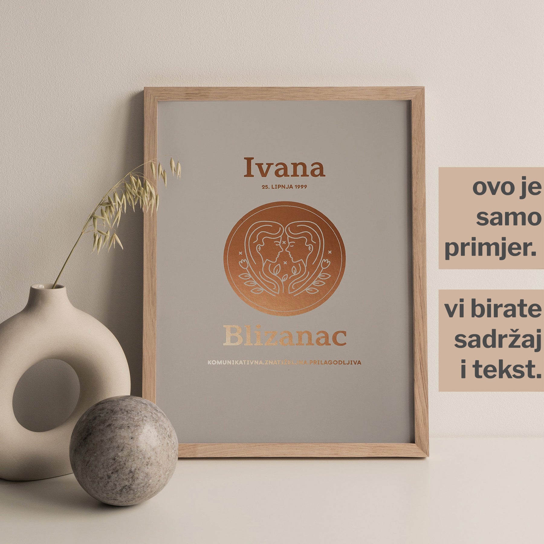 blizanac personalizirani znak s metalnom folijom