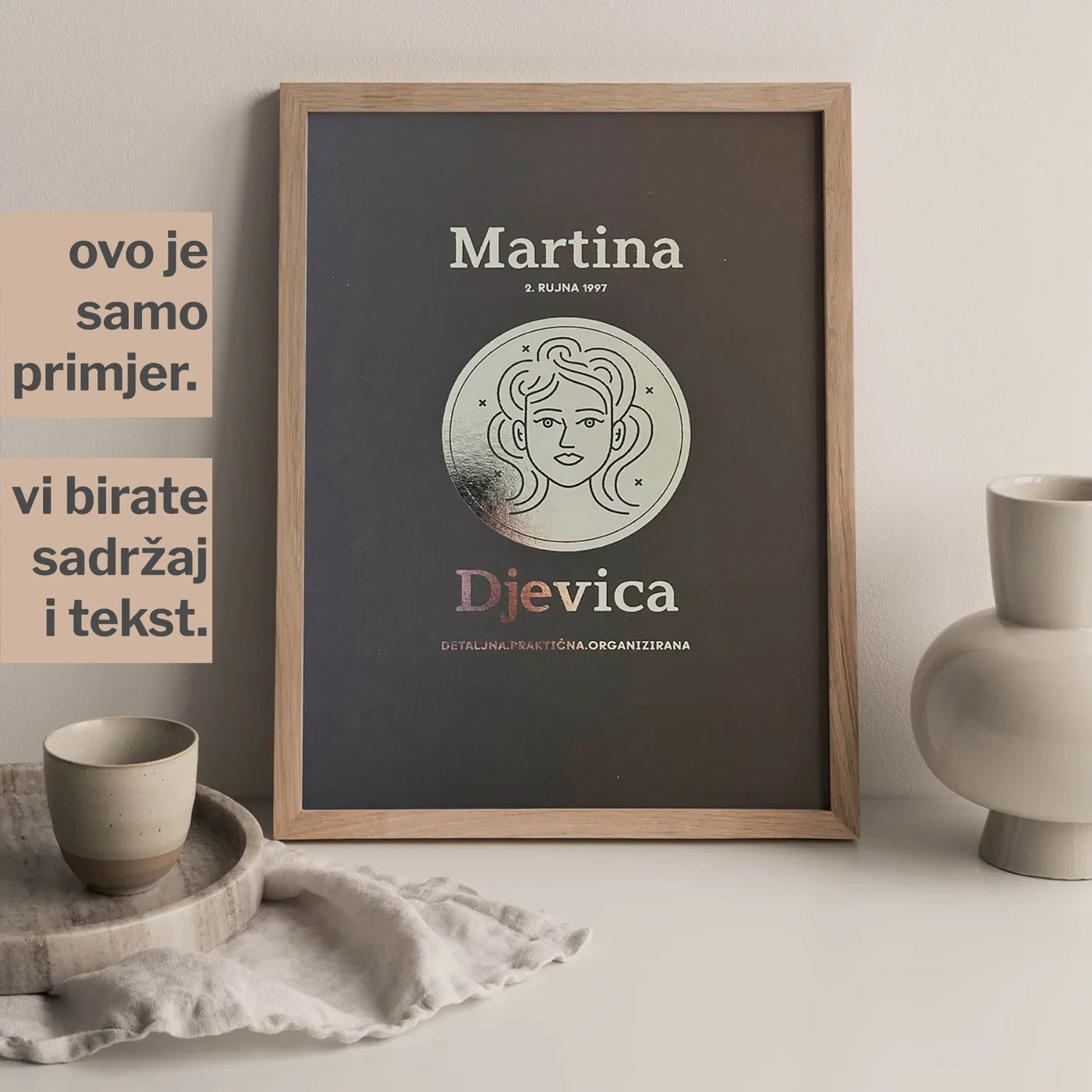 djevica personalizirani znak s metalnom folijom
