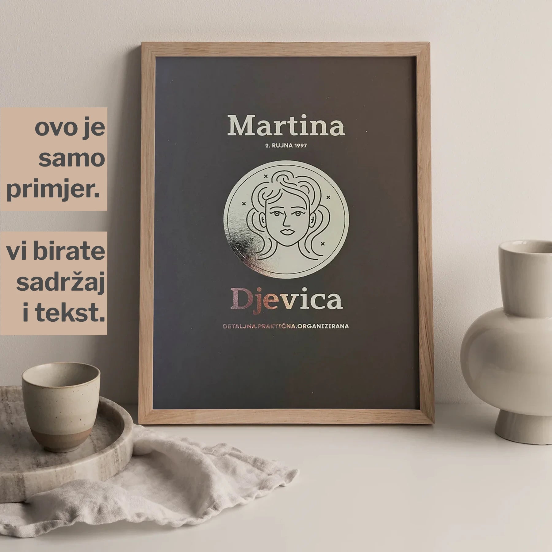 djevica personalizirani znak s metalnom folijom