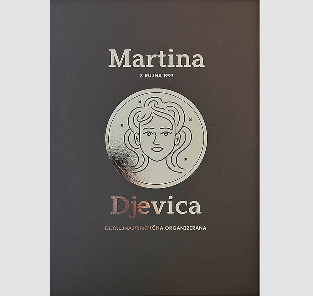 djevica personalizirani znak s metalnom folijom