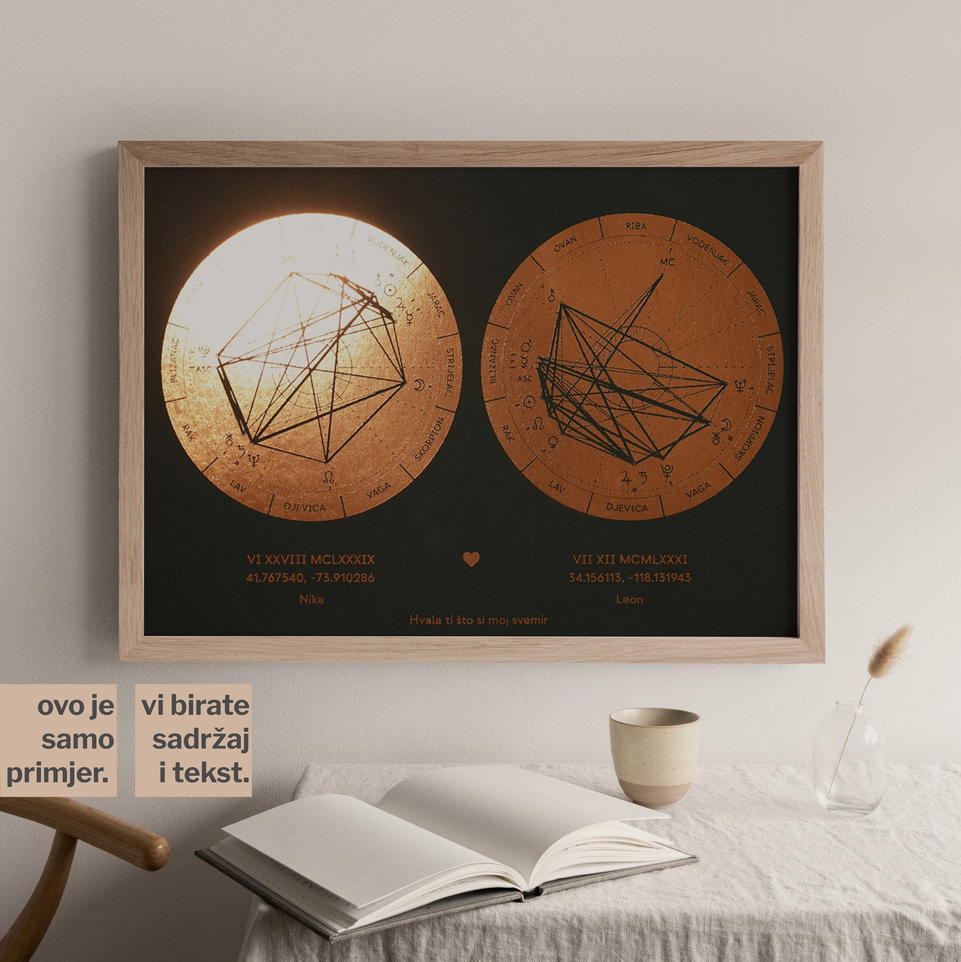 natalna karta za parove personalizirani print s metalnom folijom