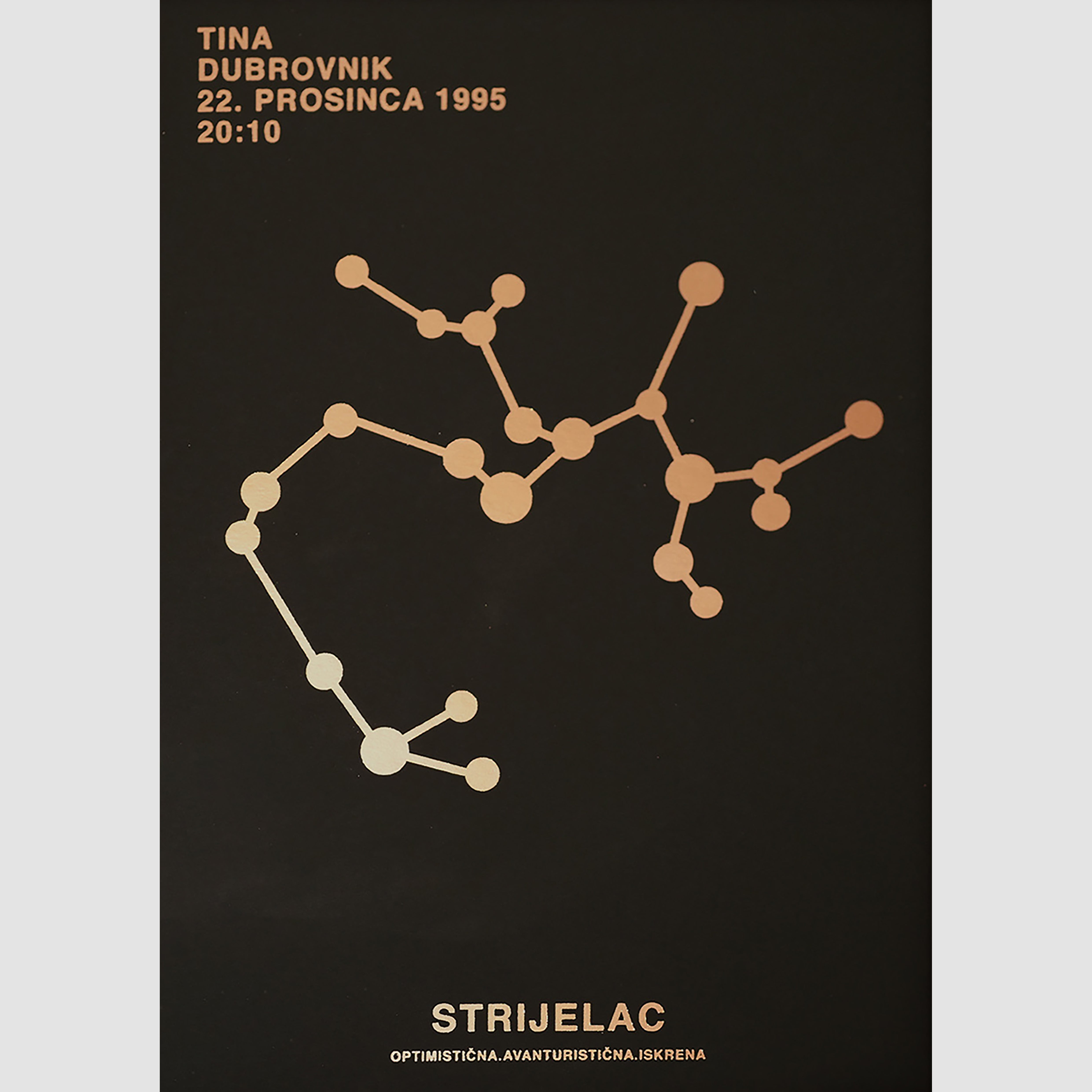 strijelac personalizirani print s metalnom folijom