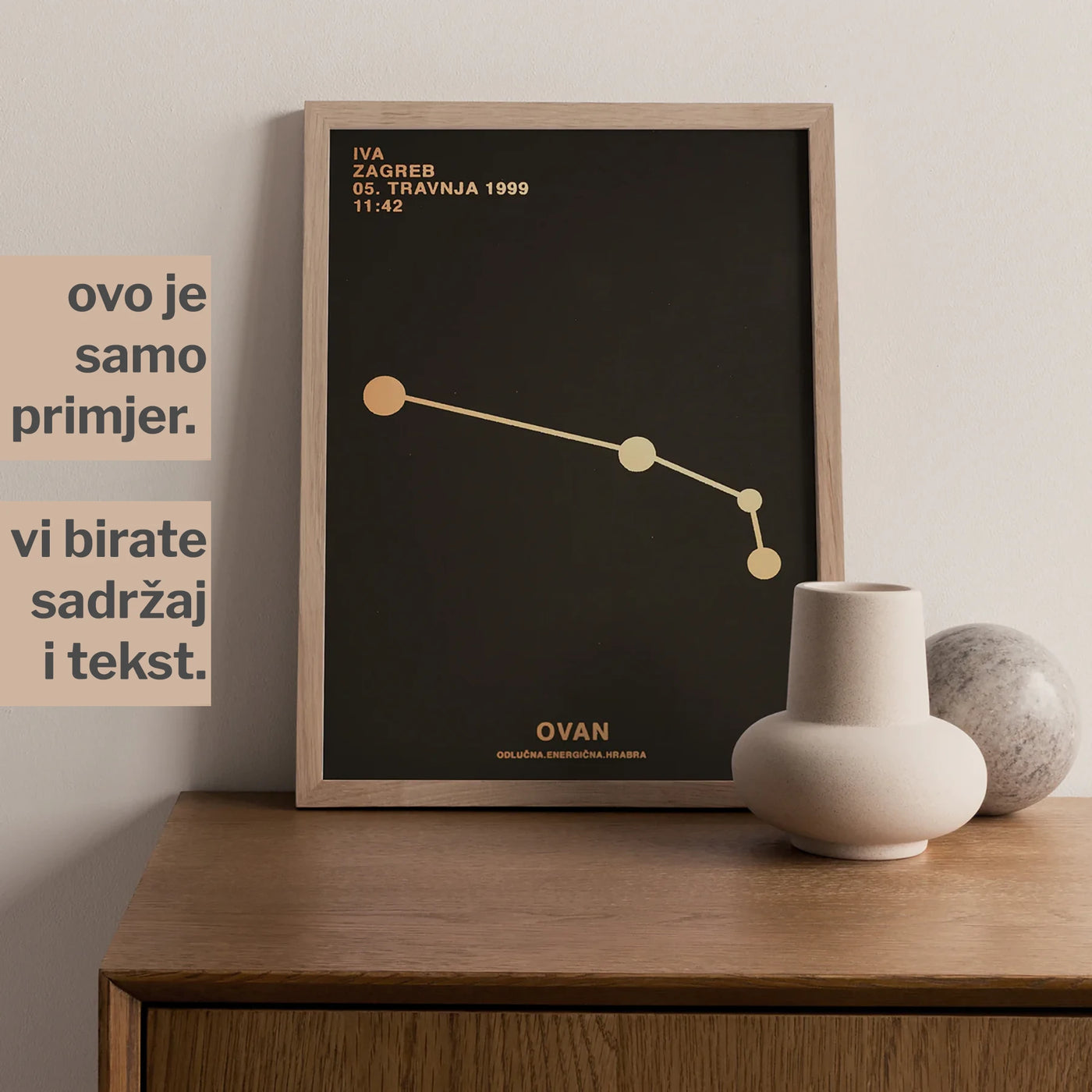 ovan personalizirani znak s metalnom folijom