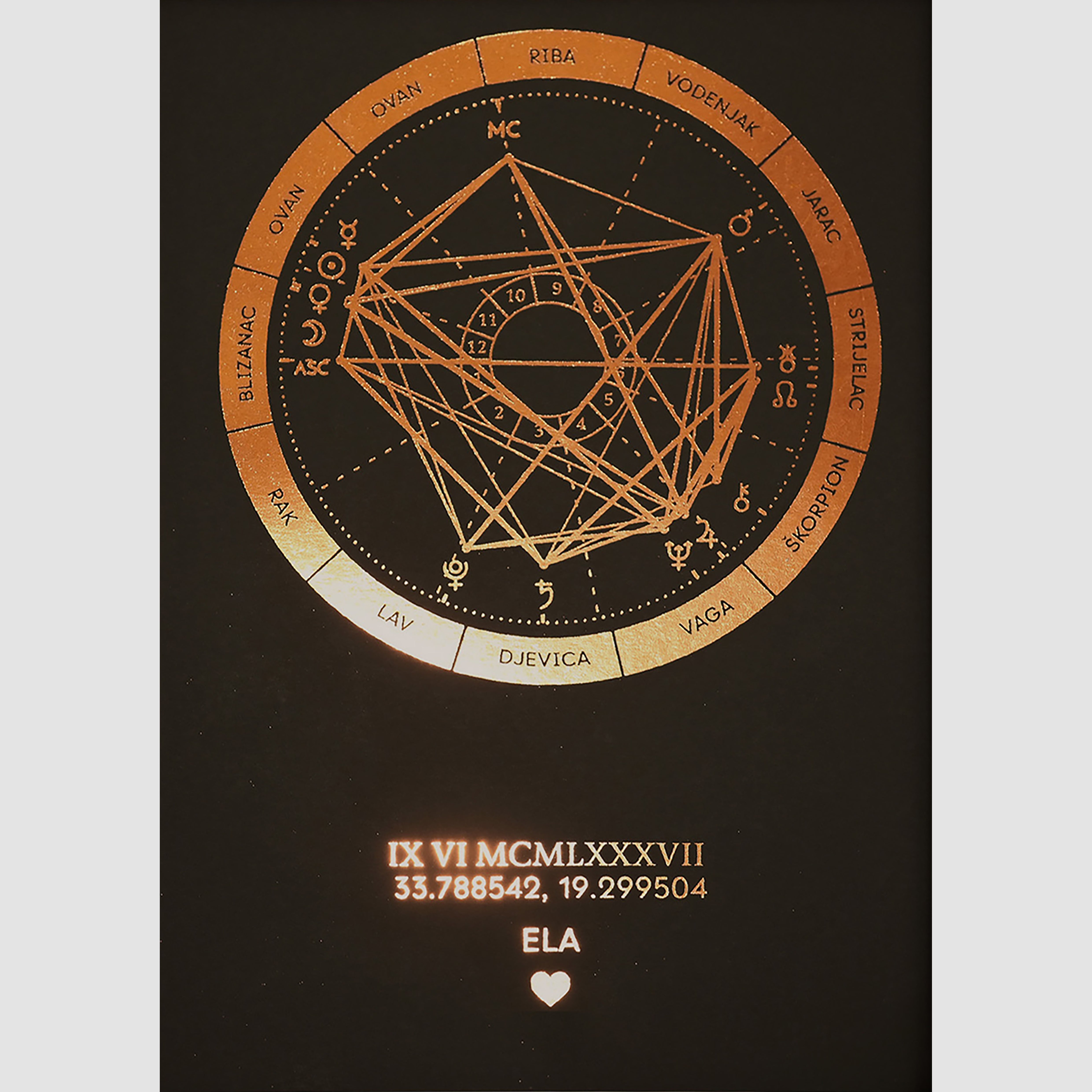 personalizirana natalna karta s metalnom folijom