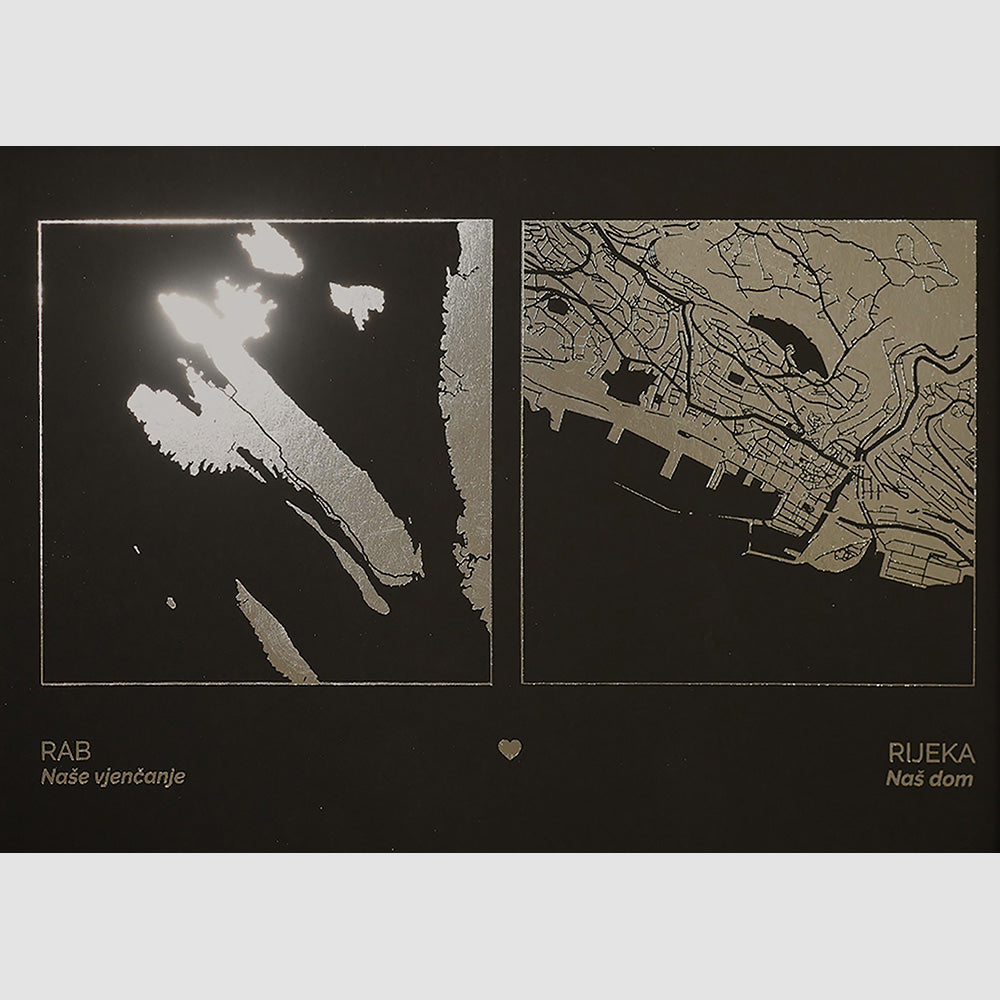 print s dvije podijeljene karte i metalnom folijom