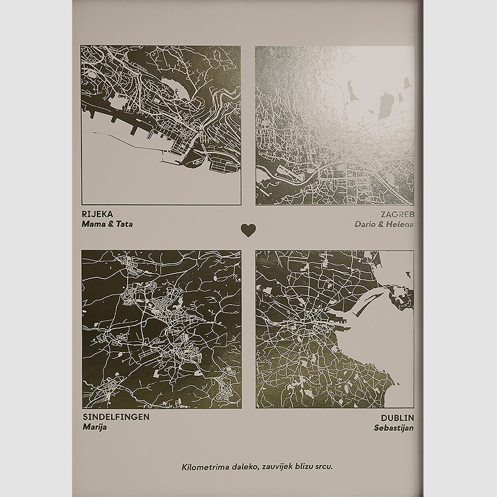 personalizirana karta s 4 mjesta i metalnom folijom