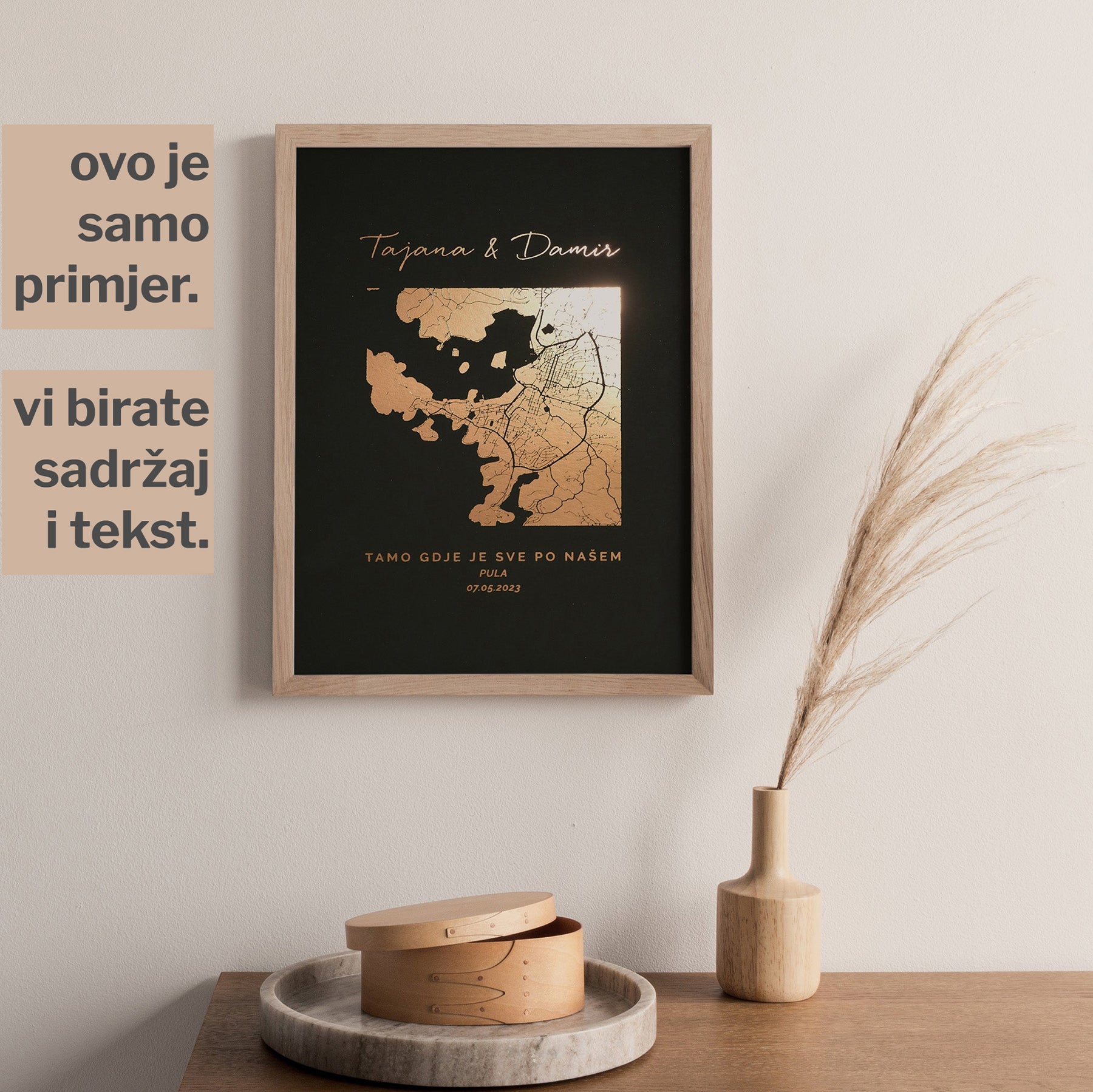 karta u obliku kvadrata gdje smo se vjenčali s metalnom folijom