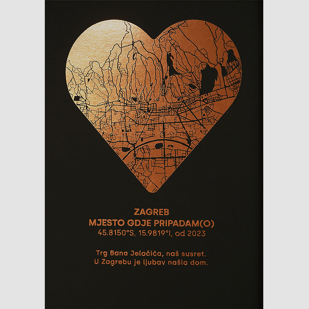 personalizirana mapa u obliku srca s metalnom folijom