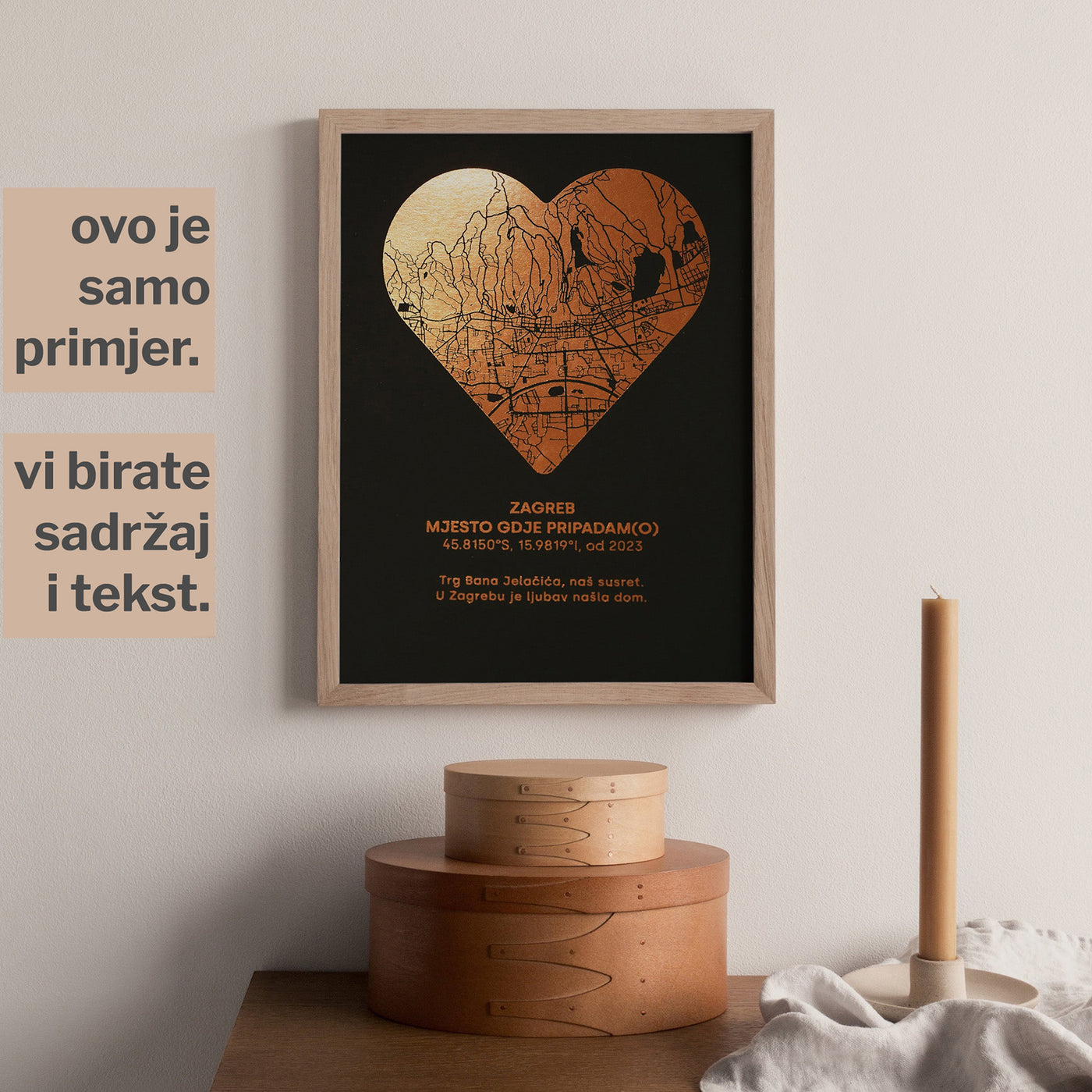 personalizirana mapa u obliku srca s metalnom folijom