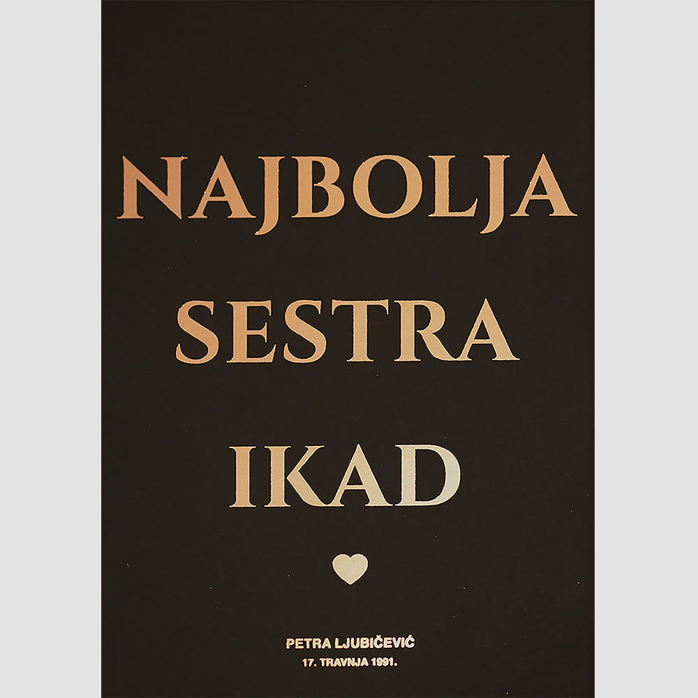 najbolja sestra ikad personalizirani print s metalnom folijom