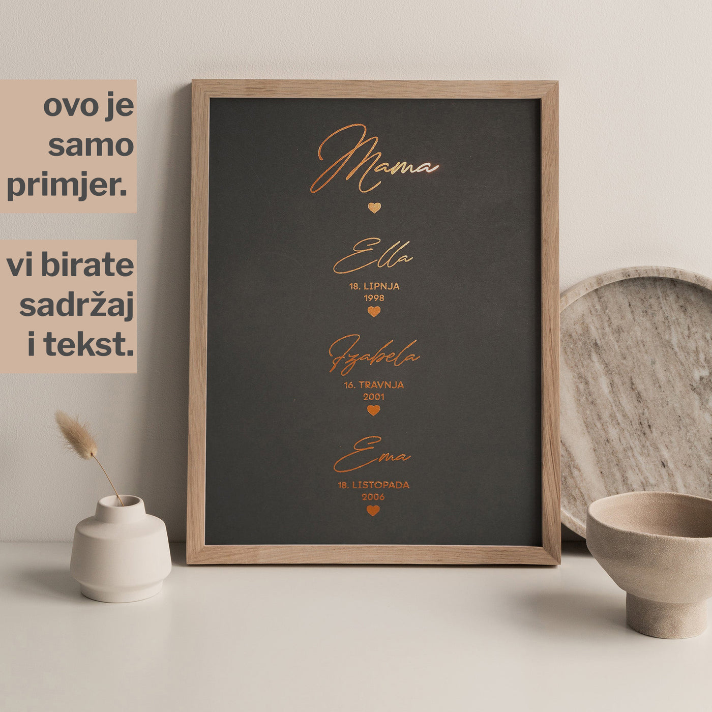 mama i djeca personalizirani print s metalnom folijom