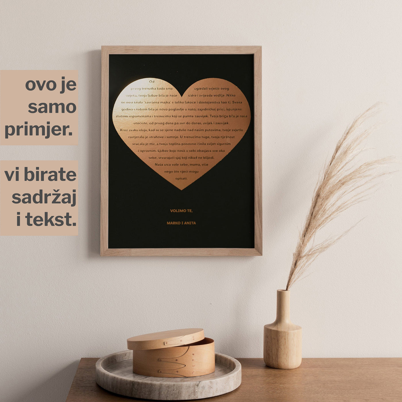 personalizirana pjesma za mamu u obliku srca s metalnom folijom