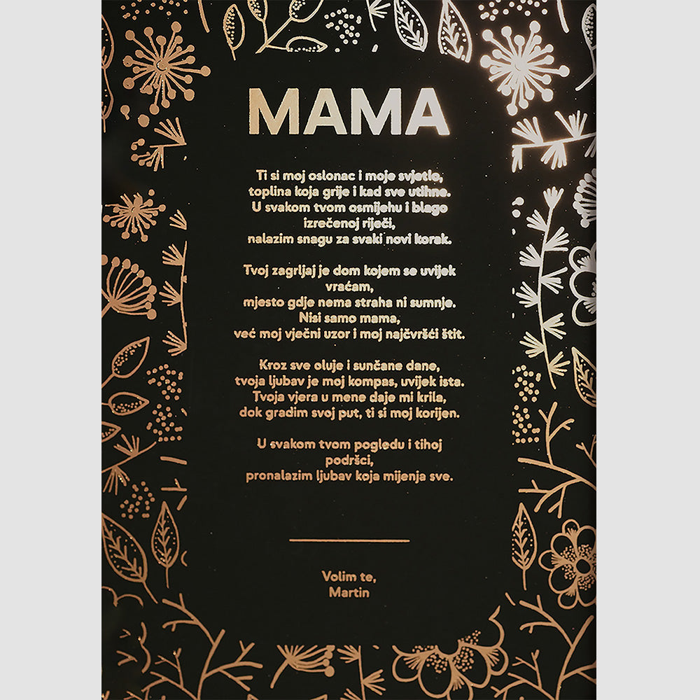 personalizirani poster za mamu s pjesmom i cvjetnim reljefom s metalnom folijom