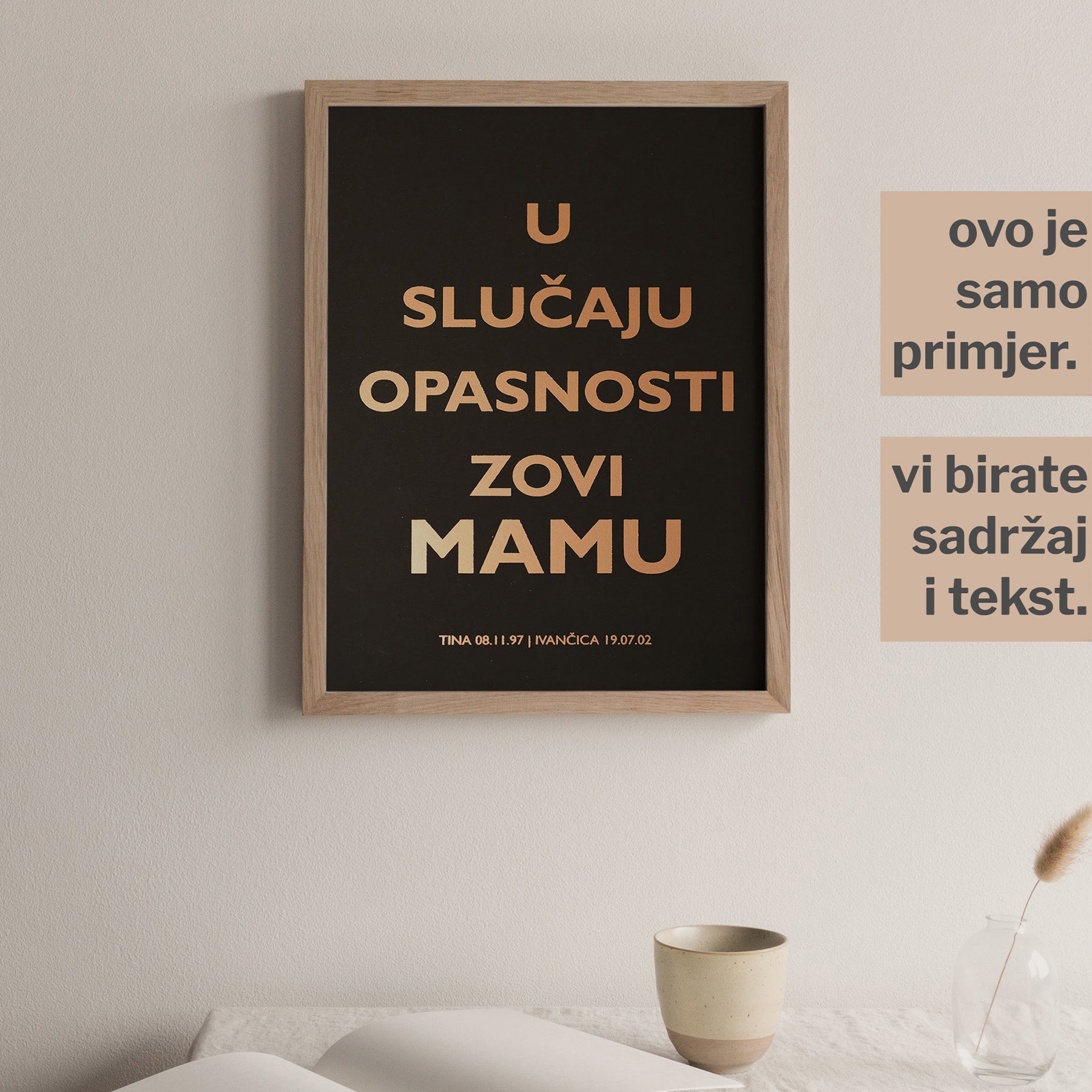u slučaju opasnosti zovi mamu personalizirani print s metalnom folijom