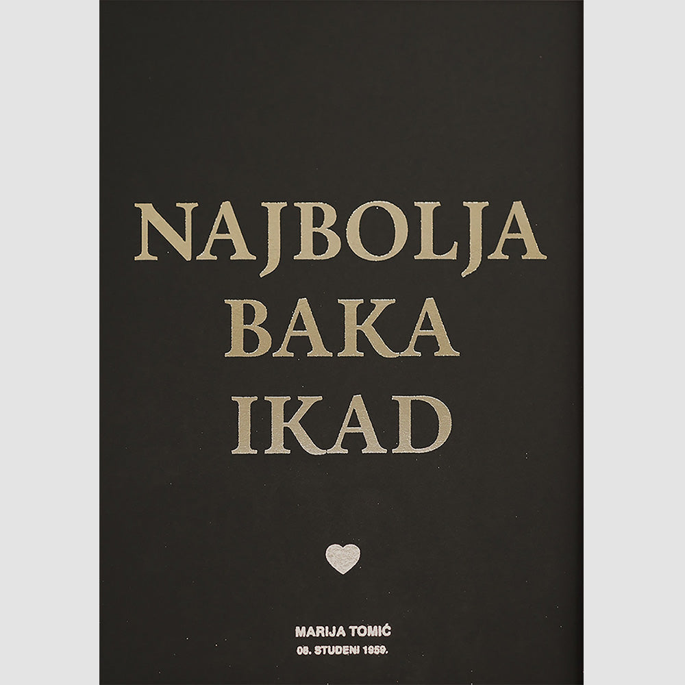 najbolja baka ikad personalizirani print s metalnom folijom