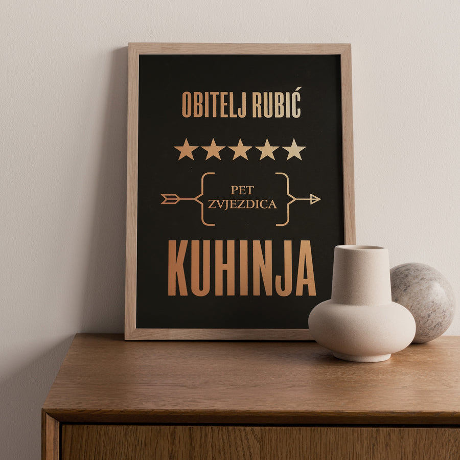 obiteljska kuhinja personaliziranji print s metalnom folijom