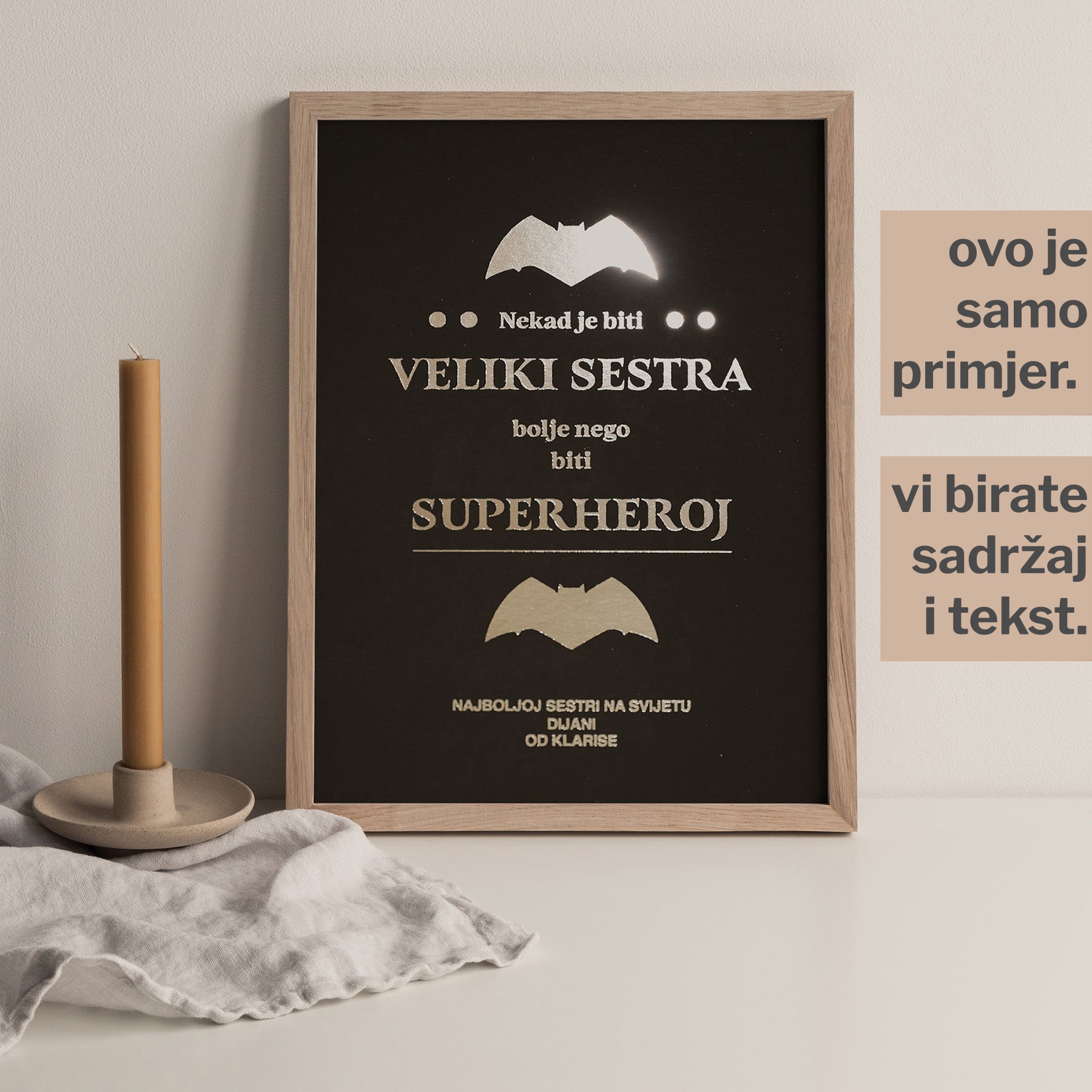 velika sestra personalizirani print s metalnom folijom
