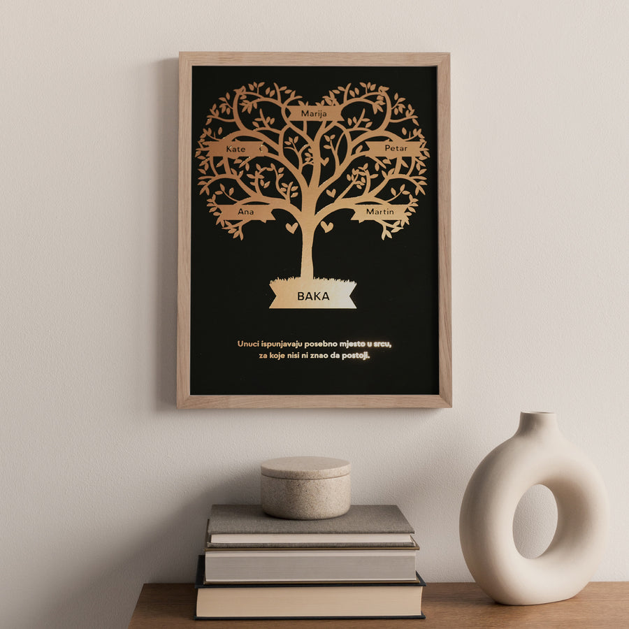 obiteljsko stablo za baku personalizirani print s metalnom folijom
