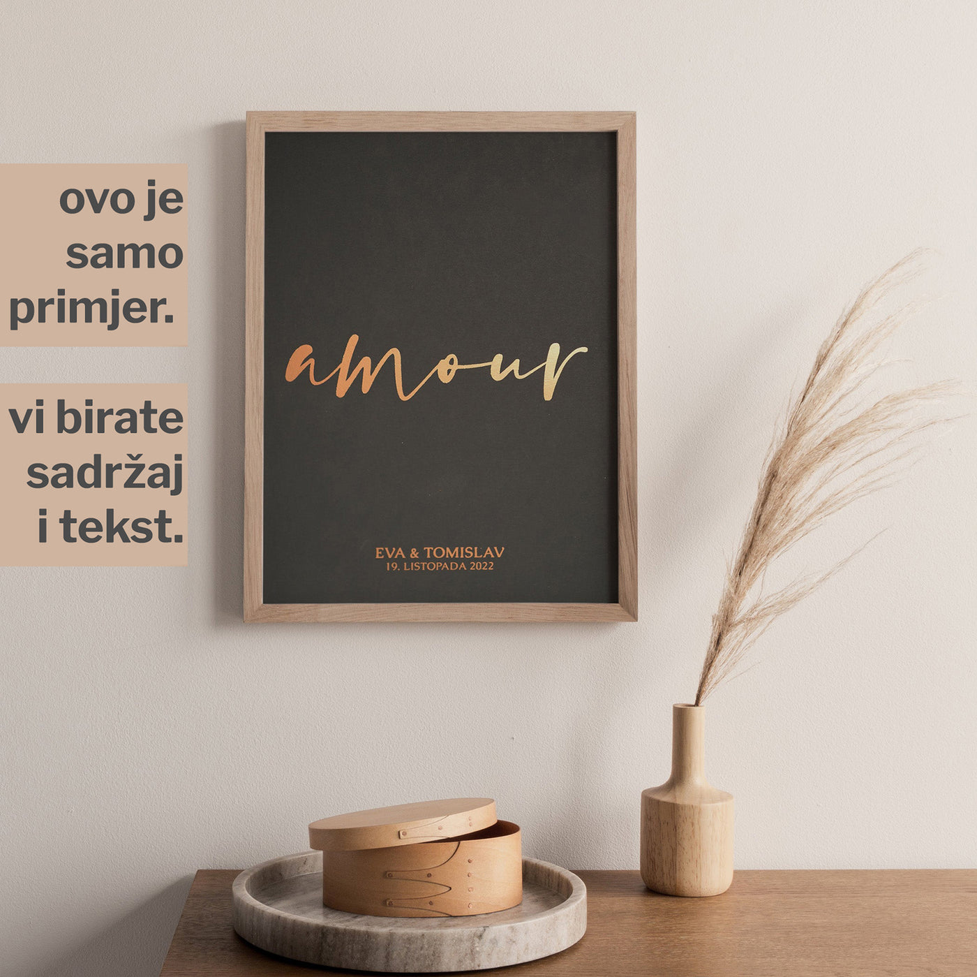 amour personalizirani print s metalnom folijom za parove