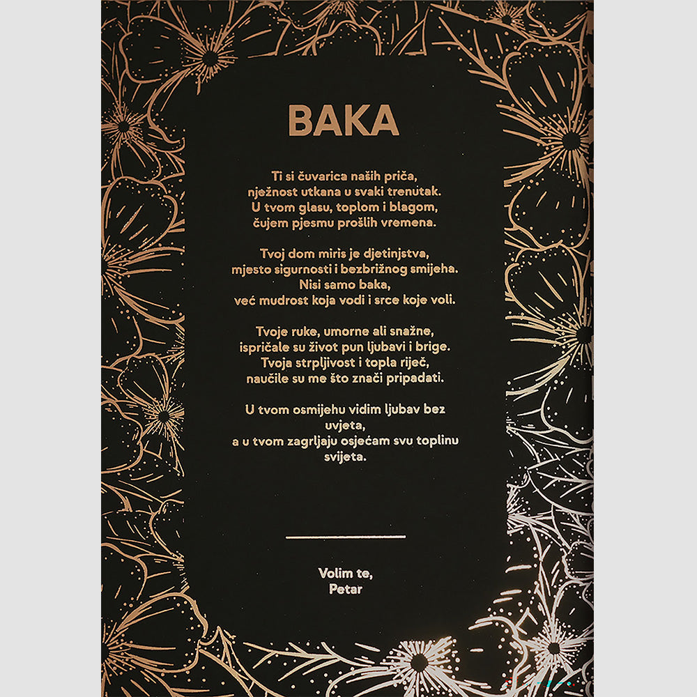 baka personalizirana pjesma s metalnom folijom