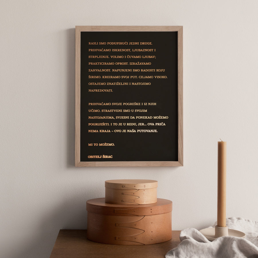 obiteljski manifest personalizirani print s metalnom folijom