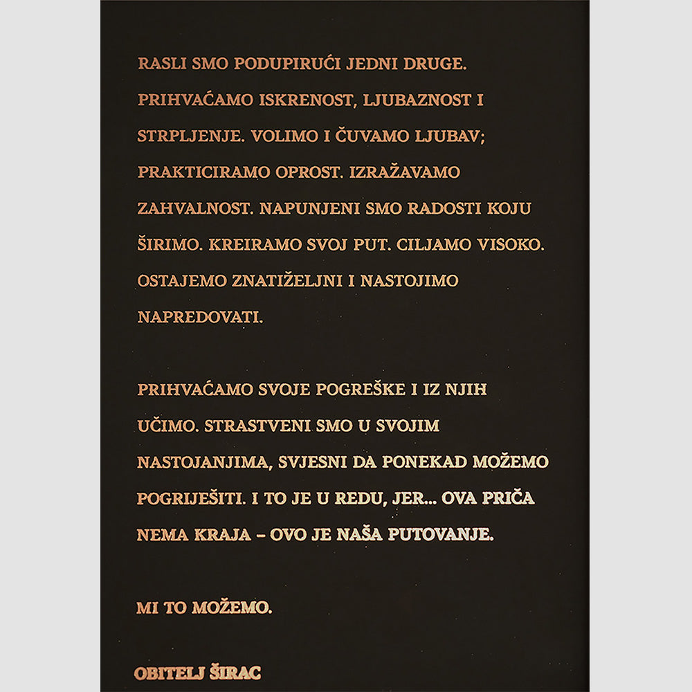 obiteljski manifest personalizirani print s metalnom folijom