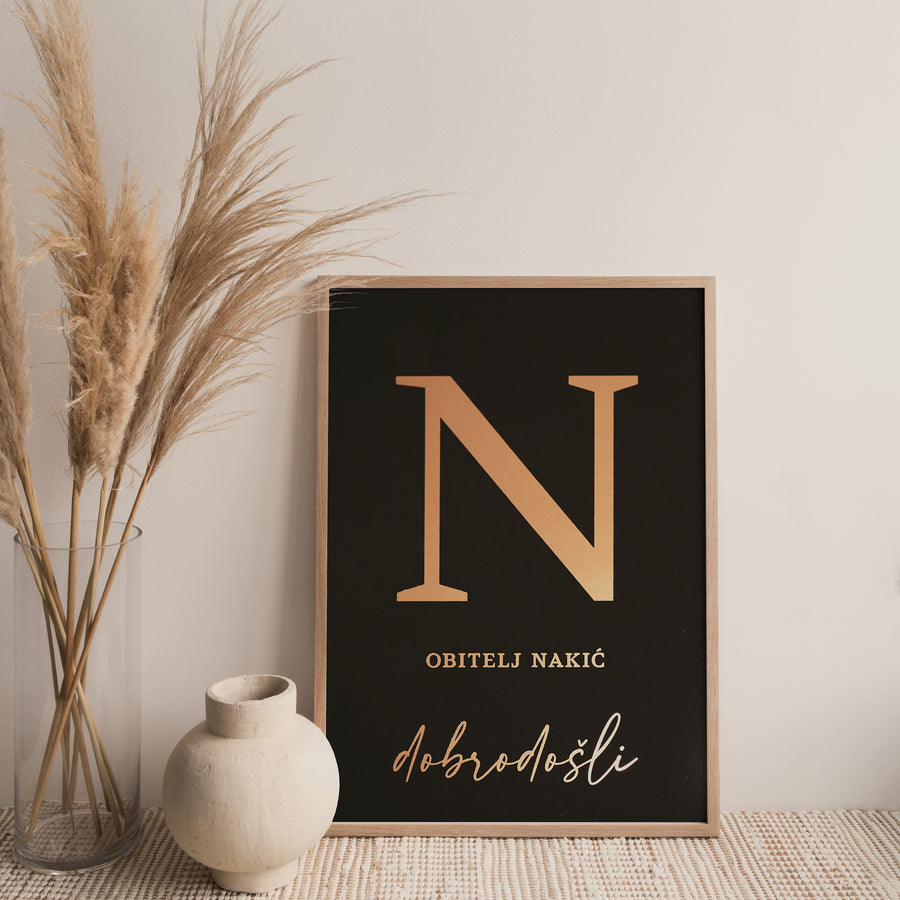 personalizirani monogram s metalnom folijom za obitelji