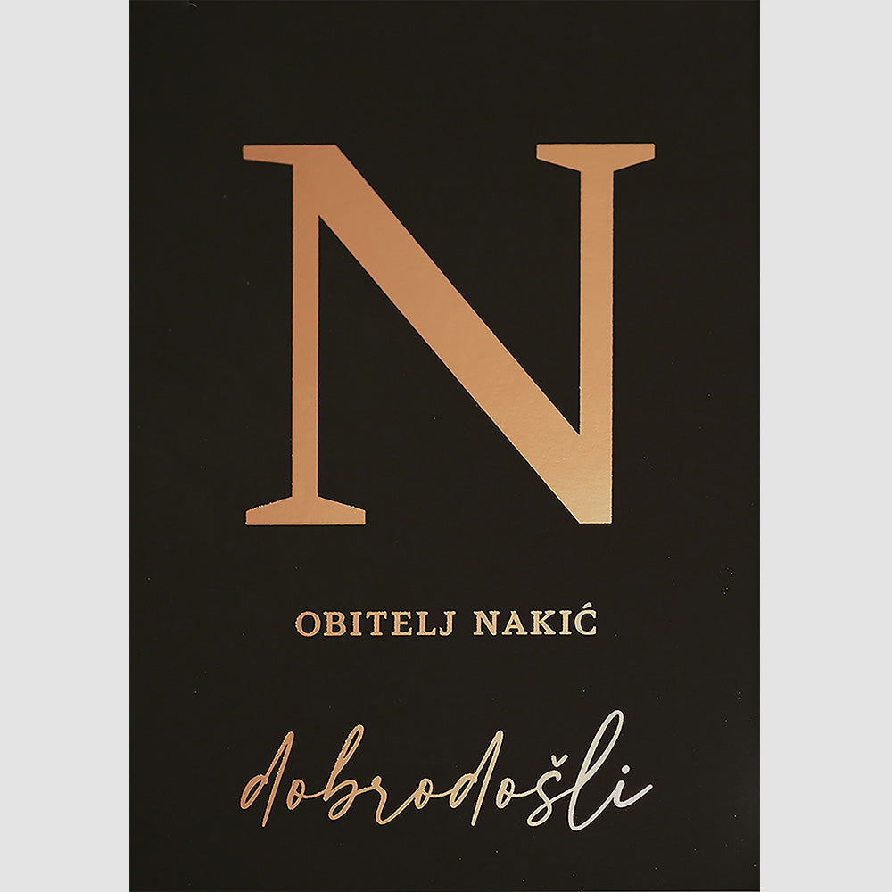 personalizirani monogram s metalnom folijom za obitelji