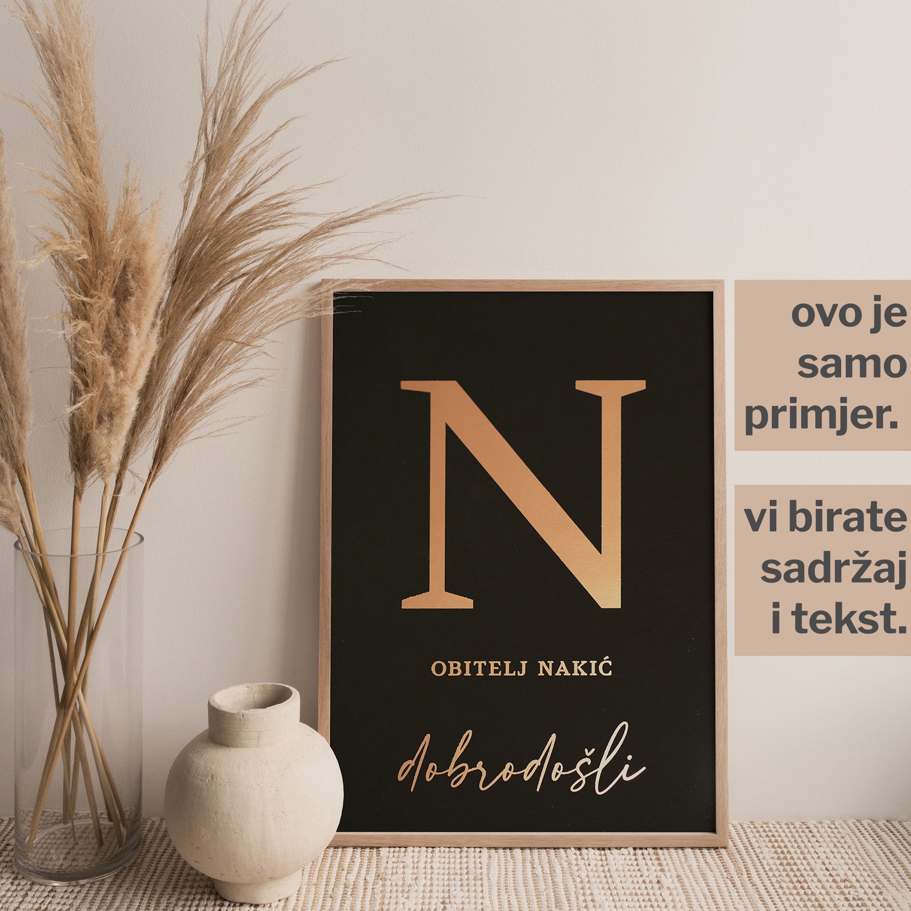 personalizirani monogram s metalnom folijom za obitelji