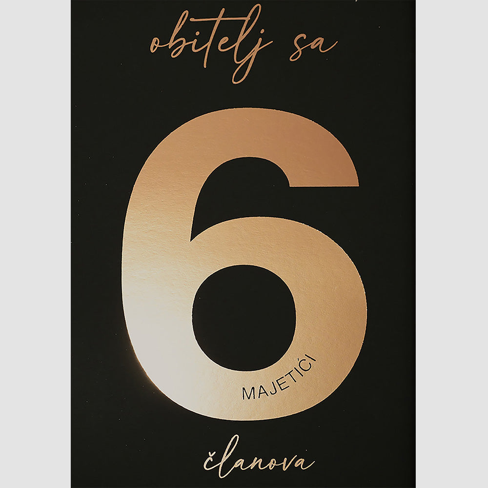 obitelj s 6 članova personalizirani print s metalnom folijom