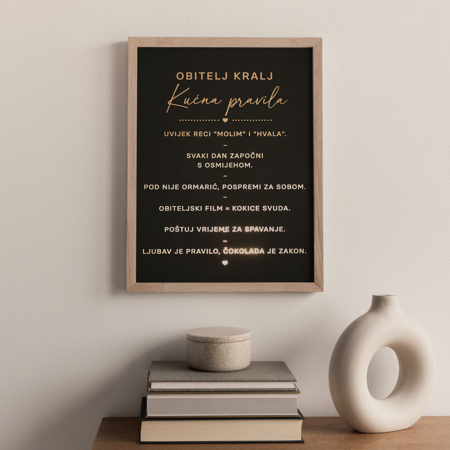 kućna pravila personalizirani print s metalnom folijom