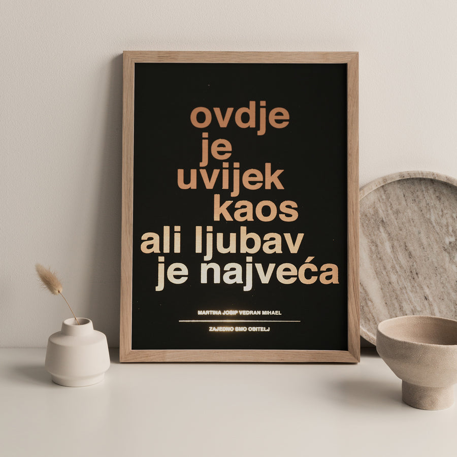 obiteljski kaos personalizirani print s metalnom folijom