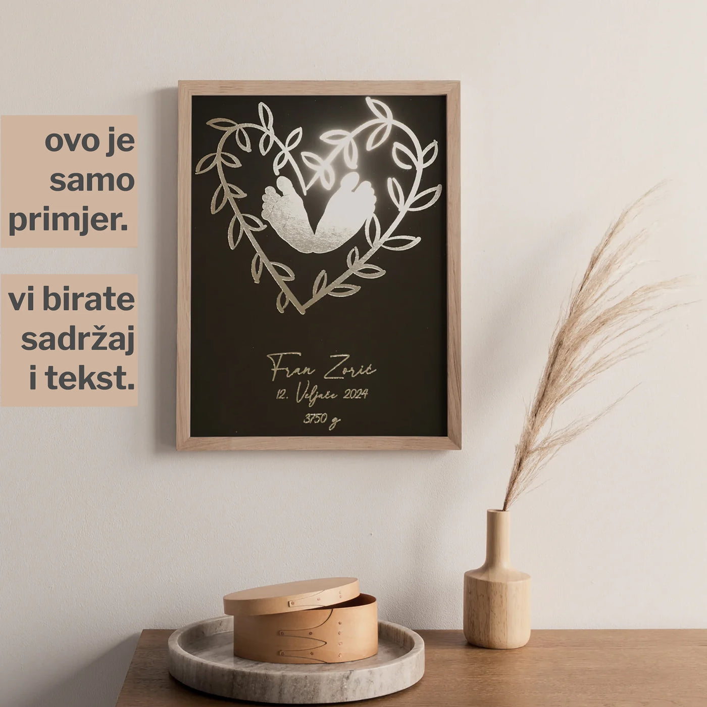 personalizirani poklon za novu bebu s metalnom folijom