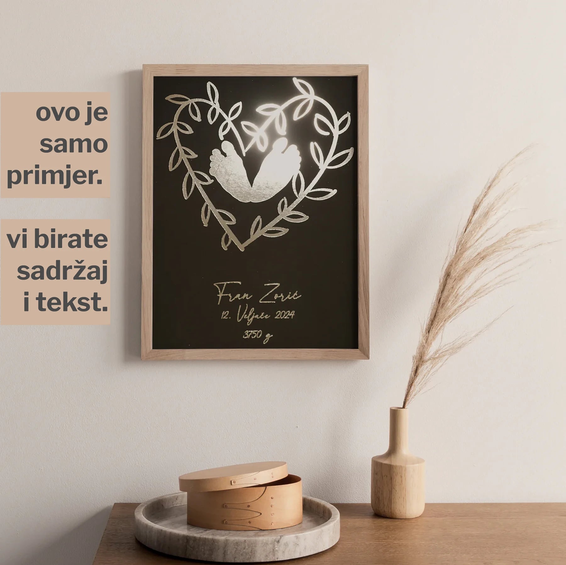 personalizirani poklon za novu bebu s metalnom folijom