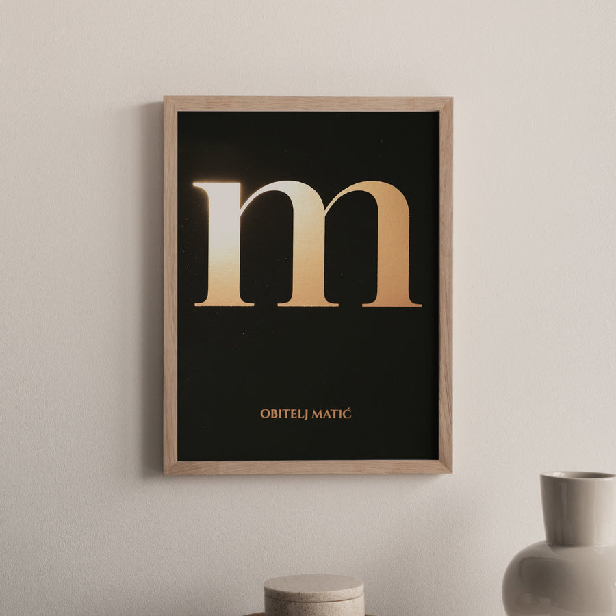 monogram. personalizirani print za obitelji s metalnom folijom