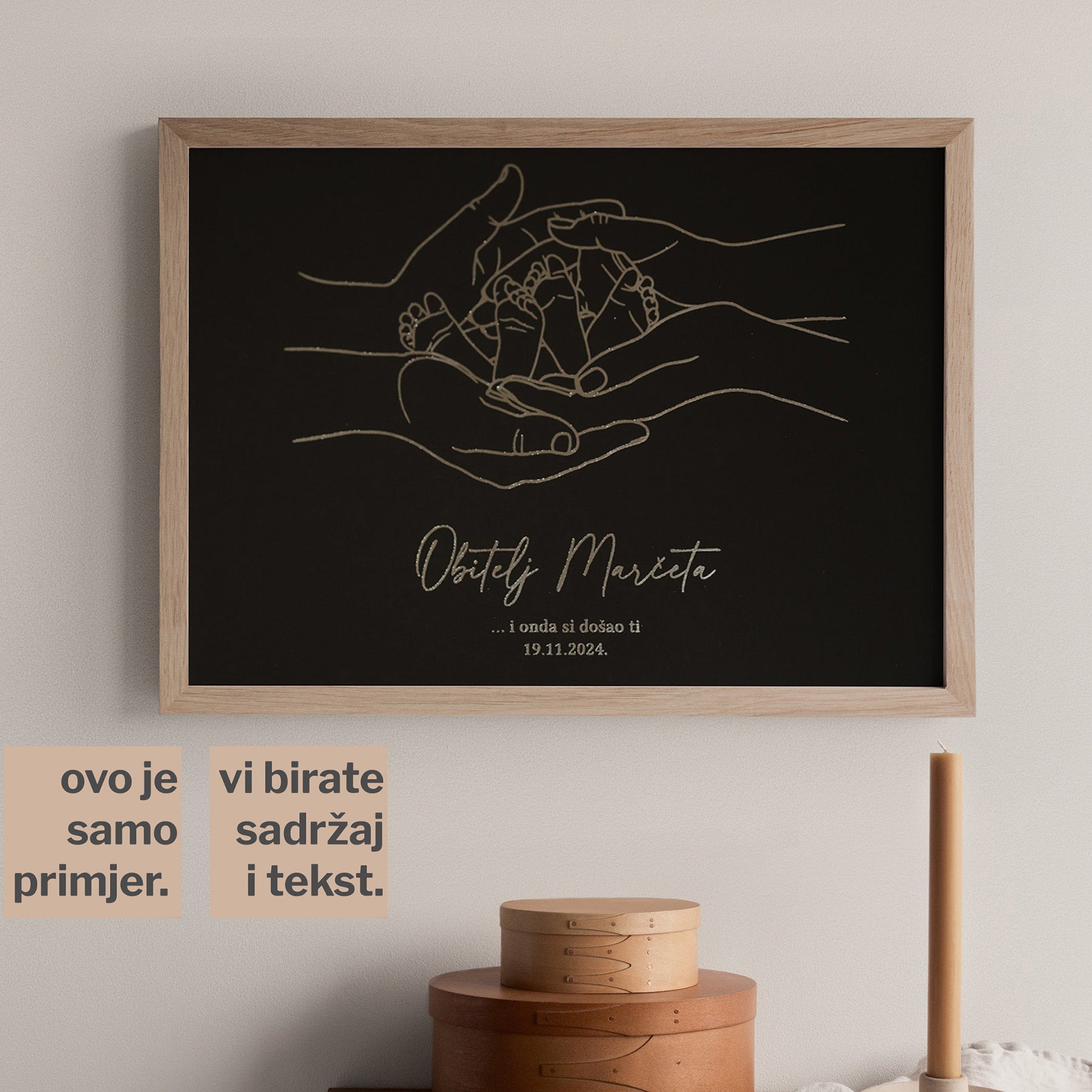 personalizirani print za novu bebu s metalnom folijom