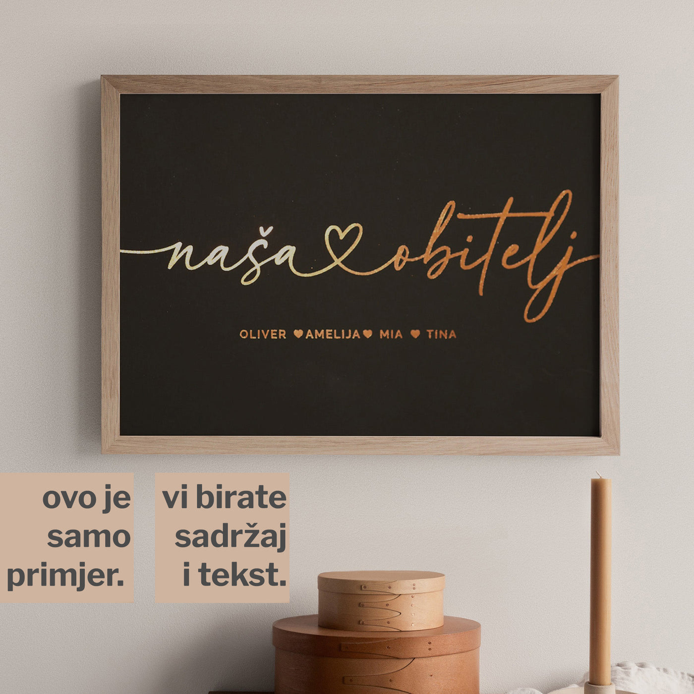 naša obitelj personalizirani print s metalnom folijom