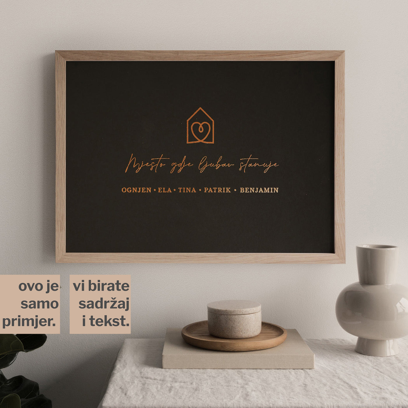 mjesto gdje ljubav stanuje personalizirani print s metalnom folijom za obitelji