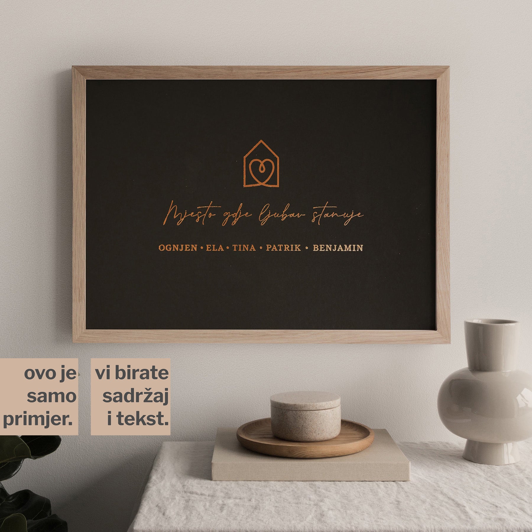 mjesto gdje ljubav stanuje personalizirani print s metalnom folijom za obitelji