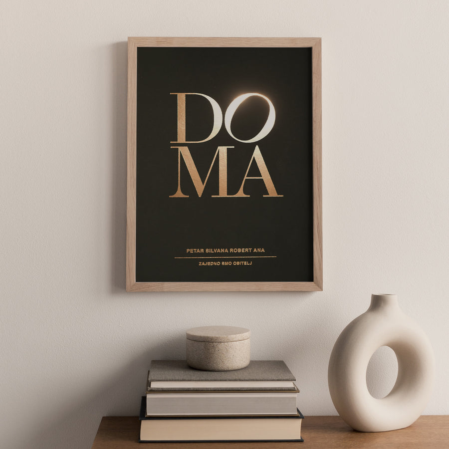 doma personalizirani print s metalnom folijom za obitelj i parove
