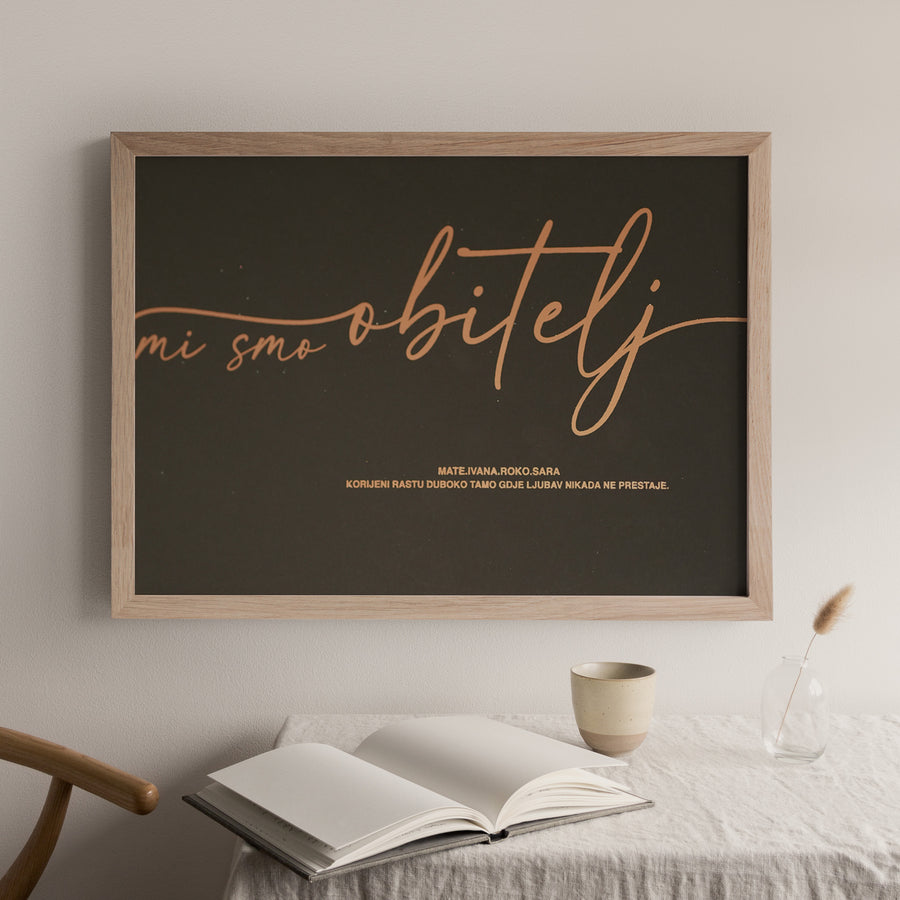 mi smo obitelj. personalizirani poster s metalnom folijom