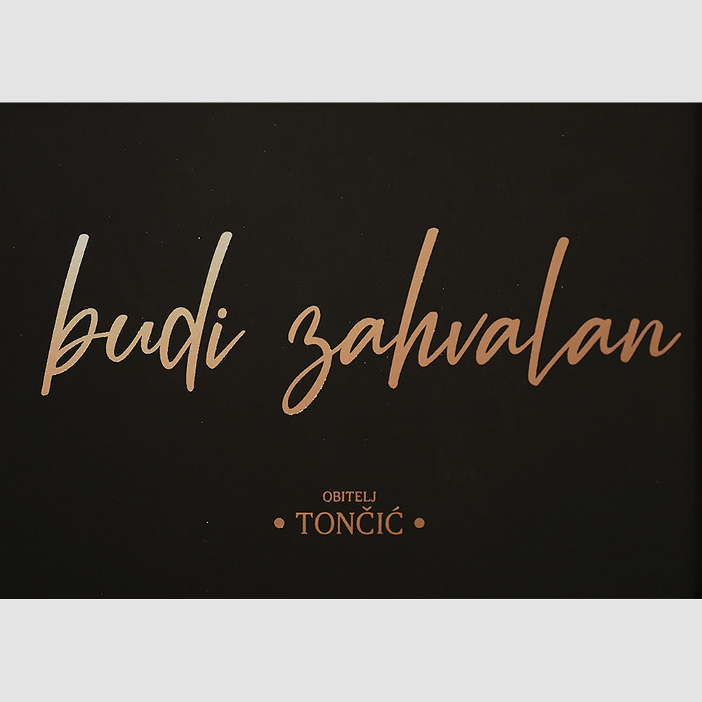 budi zahvalan personalizirani print s metalnom folijom za obitelji