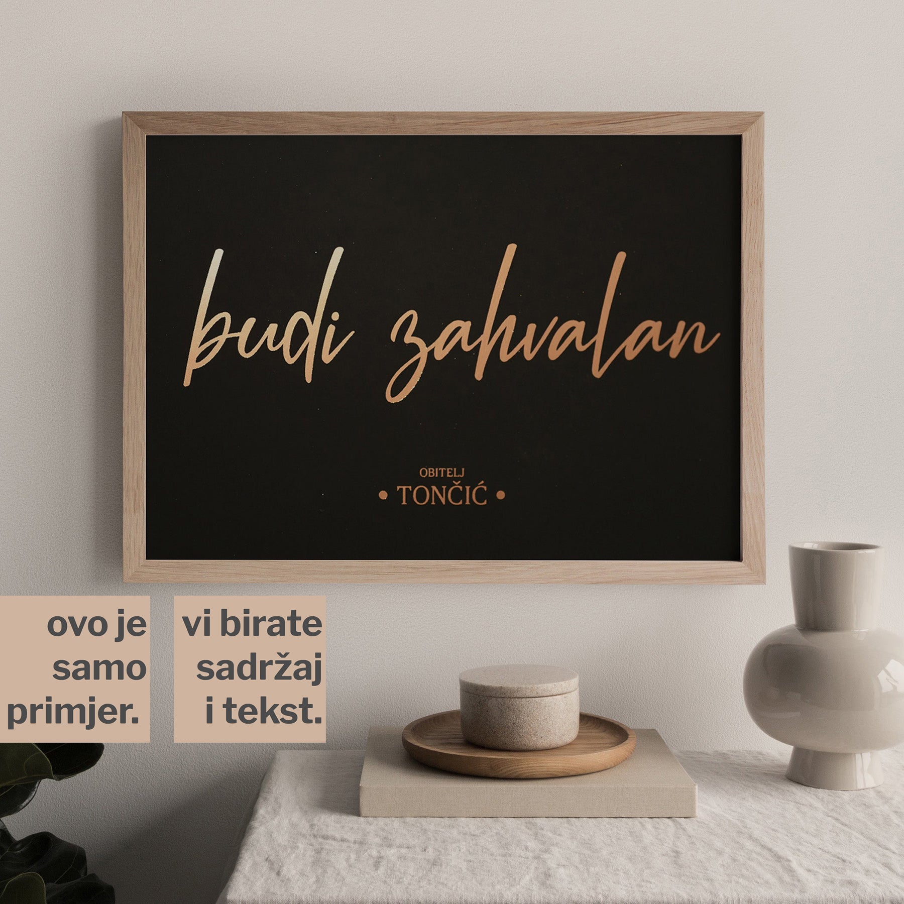 budi zahvalan personalizirani print s metalnom folijom za obitelji