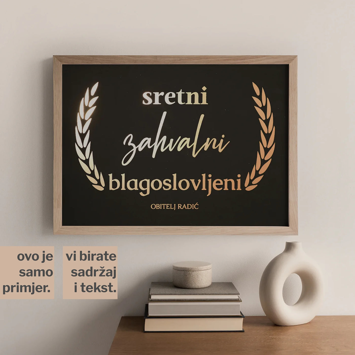 sretni zahvalni blagoslovljeni personalizirani print s metalnom folijom