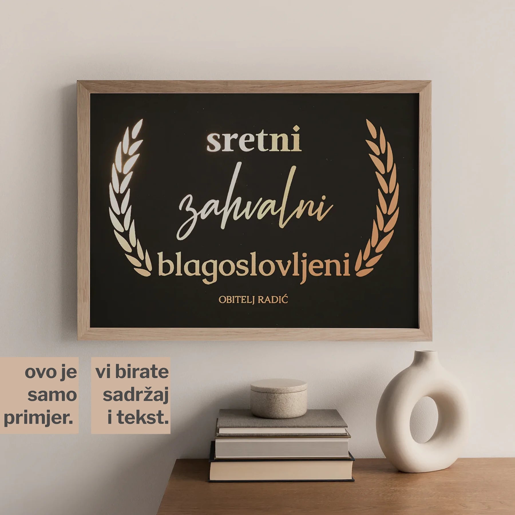 sretni zahvalni blagoslovljeni personalizirani print s metalnom folijom