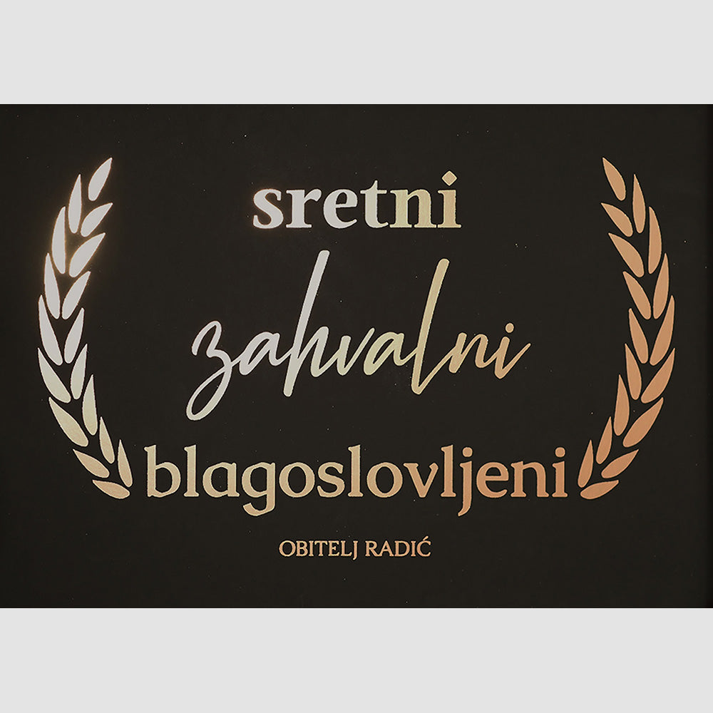 sretni zahvalni blagoslovljeni personalizirani print s metalnom folijom