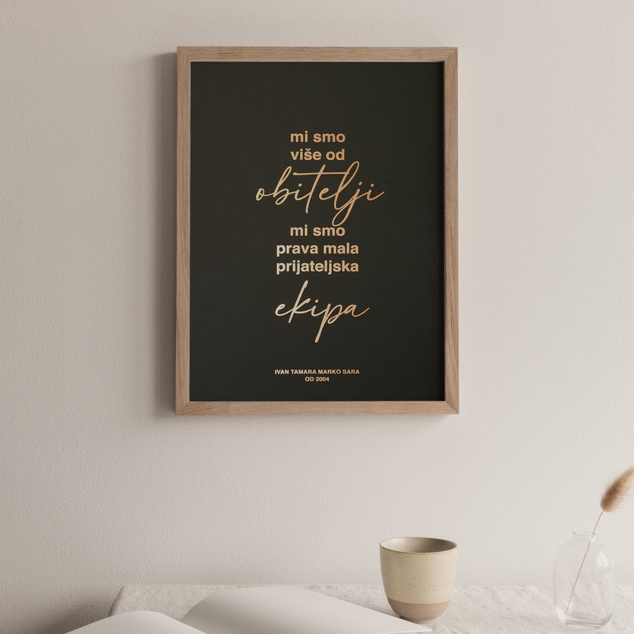 obiteljska poruka personalizirani print s metalnom folijom