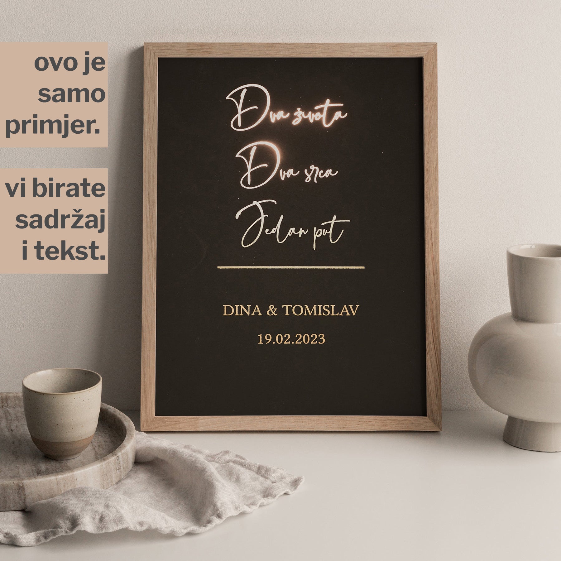 dva života dva srca jedan put personalizirani print s metalnom folijom