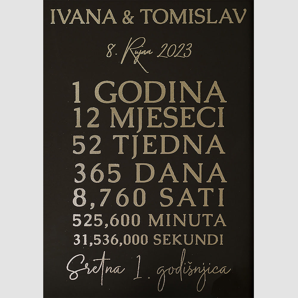 personalizirani poklon za 1. godišnjicu s metalnom folijom